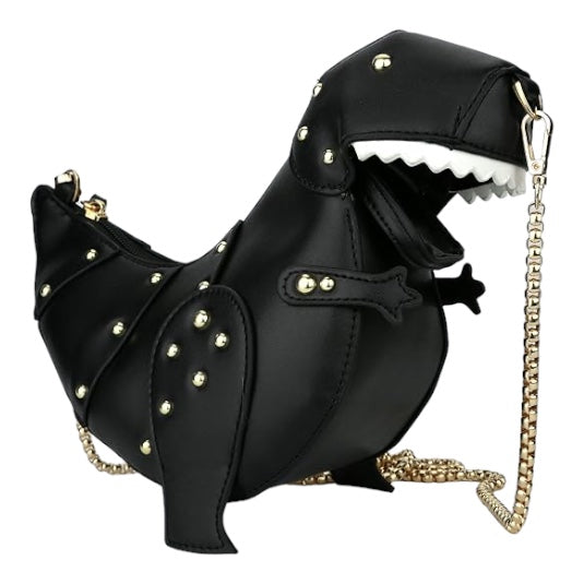 3D Dinosaur Design Rivets PU Leather Girl's Chain Purse Shoulder Bag