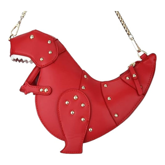 3D Dinosaur Design Rivets PU Leather Girl's Chain Purse Shoulder Bag