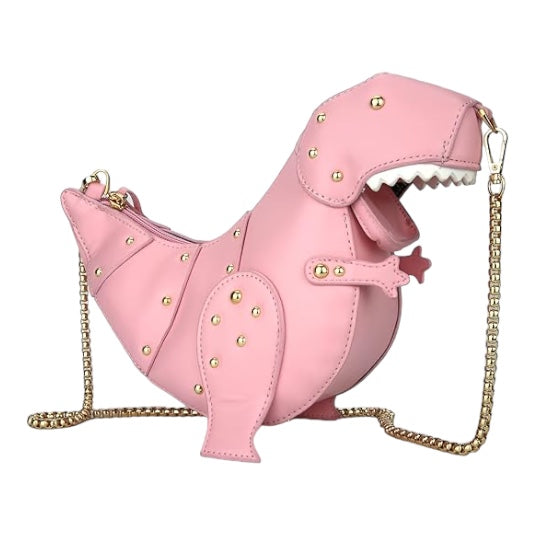 3D Dinosaur Design Rivets PU Leather Girl's Chain Purse Shoulder Bag