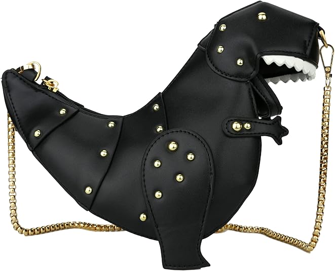 3D Dinosaur Design Rivets PU Leather Girl's Chain Purse Shoulder Bag