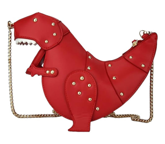 3D Dinosaur Design Rivets PU Leather Girl's Chain Purse Shoulder Bag