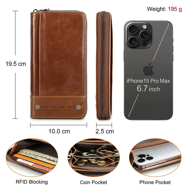 Tim CONTACT'S RFID Men Wallet Genuine Leather Clutch