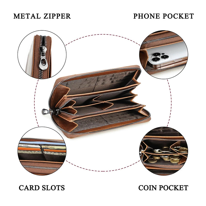 Tim CONTACT'S RFID Men Wallet Genuine Leather Clutch