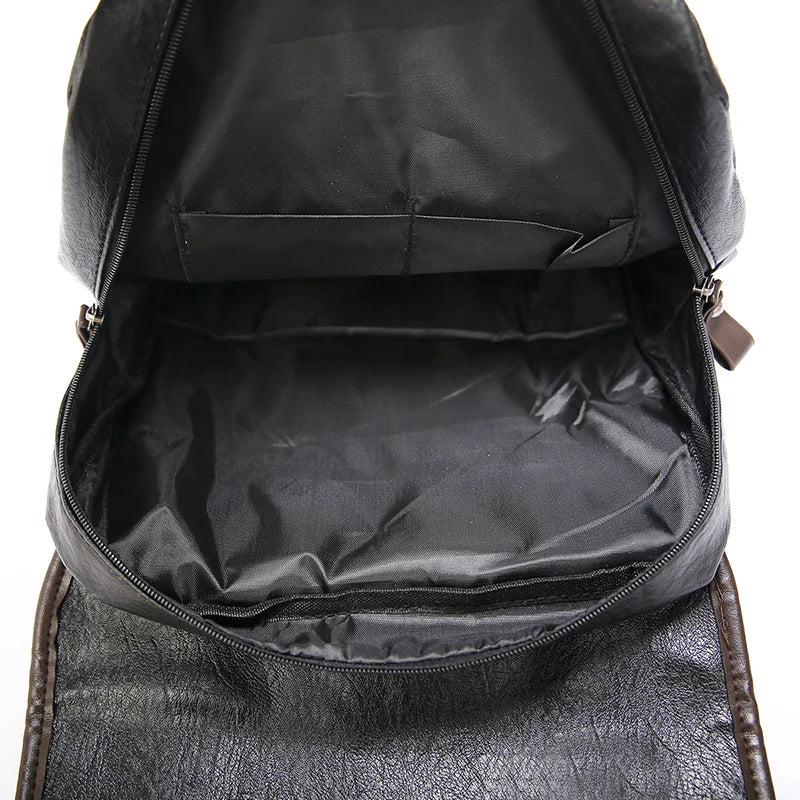 Retro PU Leather Laptop Backpack: Stylishly Patchwork