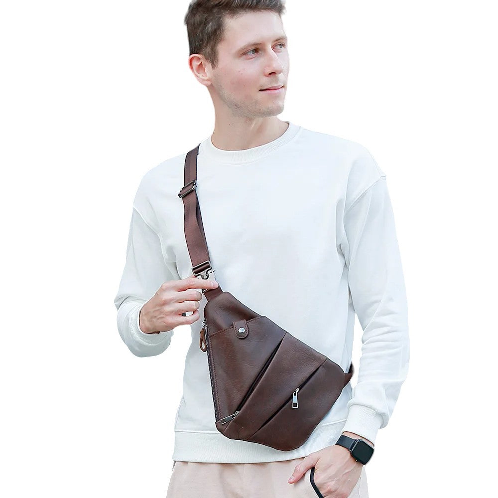 agotado @@@@@@ Hermie Bolso bandolera de cuero genuino para hombres y mujeres