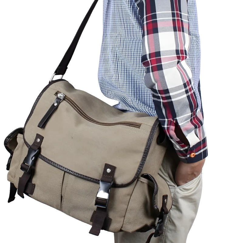 Smith Leather & Canvas Messenger Bag