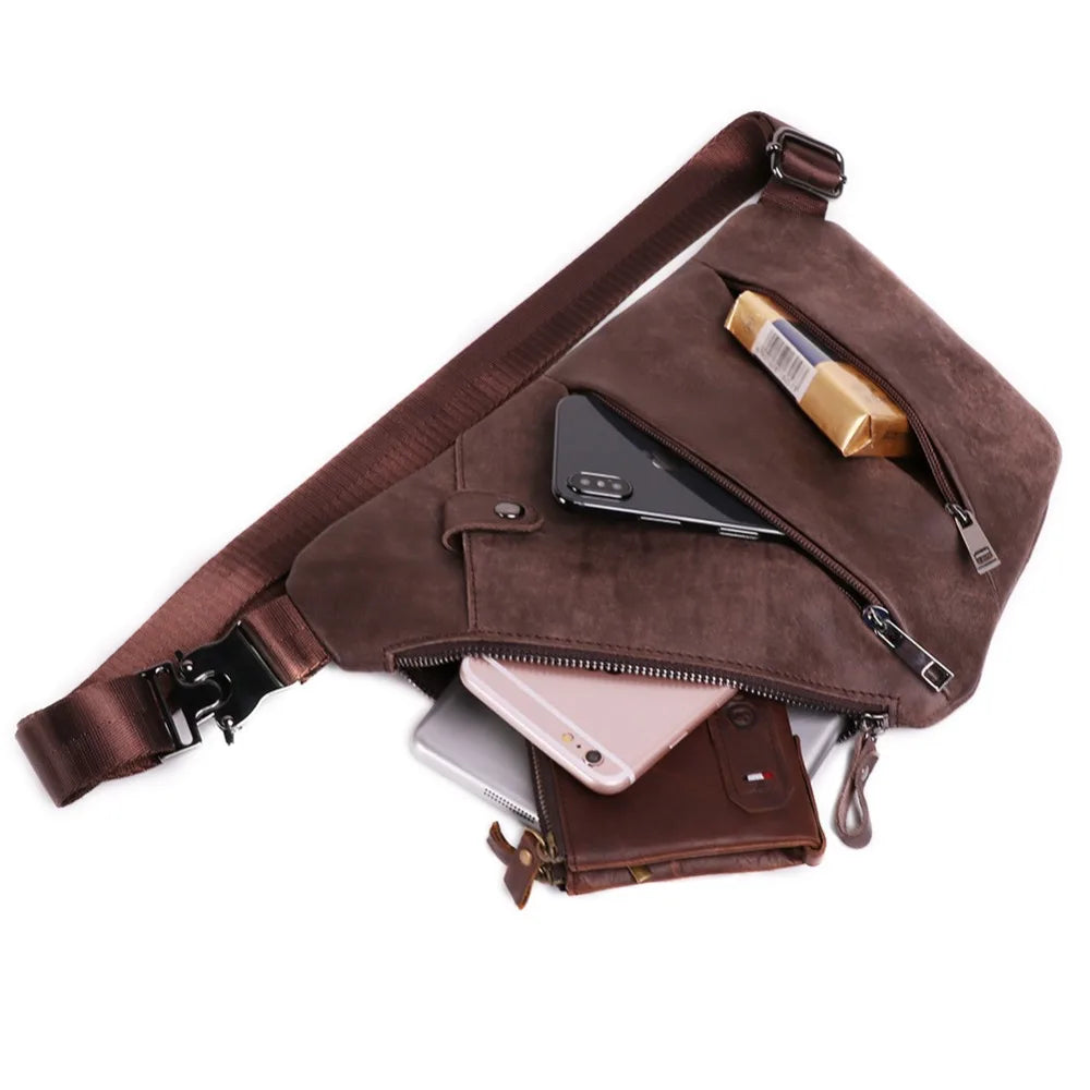 agotado @@@@@@ Hermie Bolso bandolera de cuero genuino para hombres y mujeres