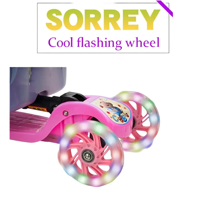 Maleta para patinete infantil con ruedas luminosas