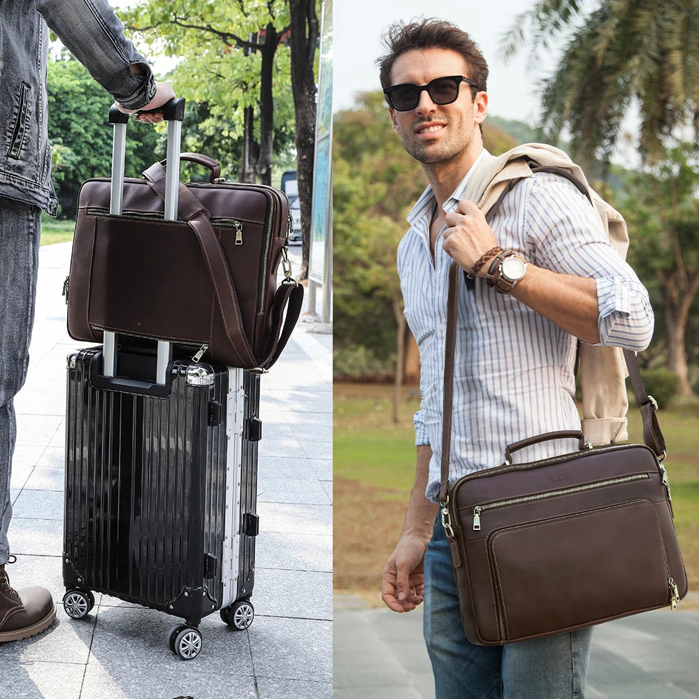Elegancia atemporal se une a la funcionalidad moderna: maletín de cuero vintage H-iram