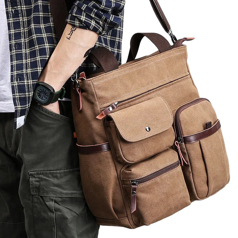 जेम्स पुरुषों के हैंडबैग ब्रीफ़केस कैनवास शोल्डर बैग
