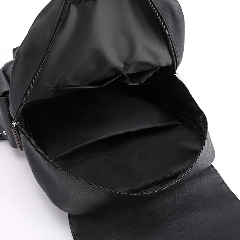 Sleek PU Leather Laptop Backpack