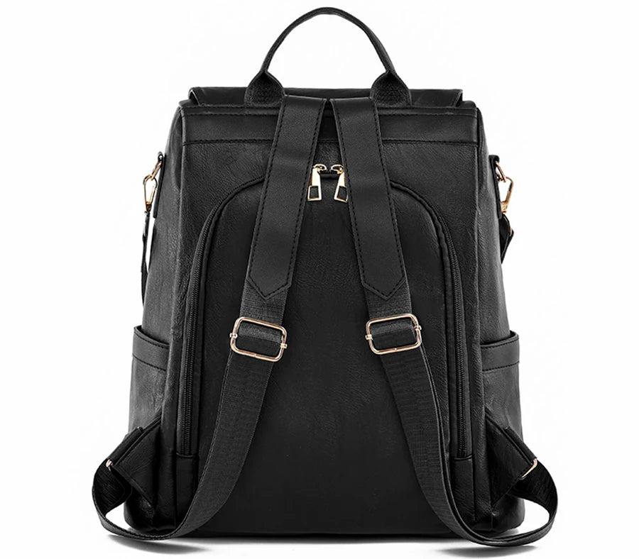 Rivet Chic Anti-Theft PU Leather Backpack
