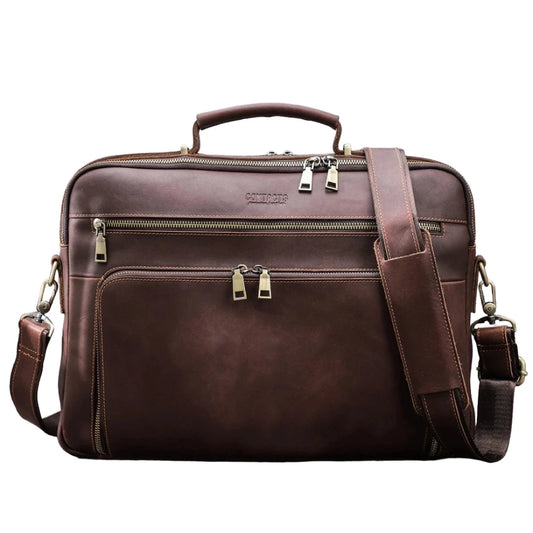 Elegancia atemporal se une a la funcionalidad moderna: maletín de cuero vintage H-iram