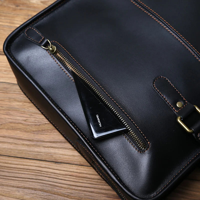 Sofisticación atemporal: maletín de cuero de primera calidad NZPJ