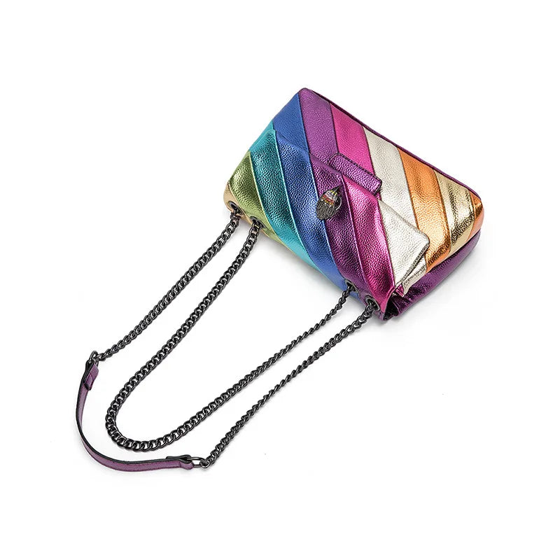 KG Rainbow Patchwork: bolso de hombro colorido y único