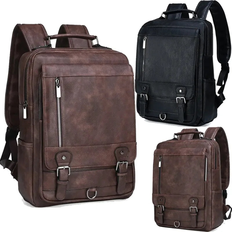 Stylish PU Leather Men's Laptop Backpack