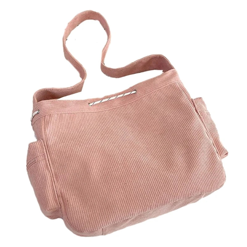 Bolso cruzado de pana con diseño de estrella para mujer, bolso informal de gran capacidad, bolso de hombro para chica, mochila escolar de viaje