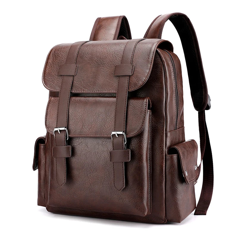 Sleek PU Leather Laptop Backpack