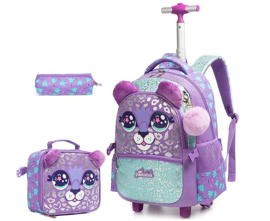 3-in-1 Unicorn Rolling Backpack Set for Girls