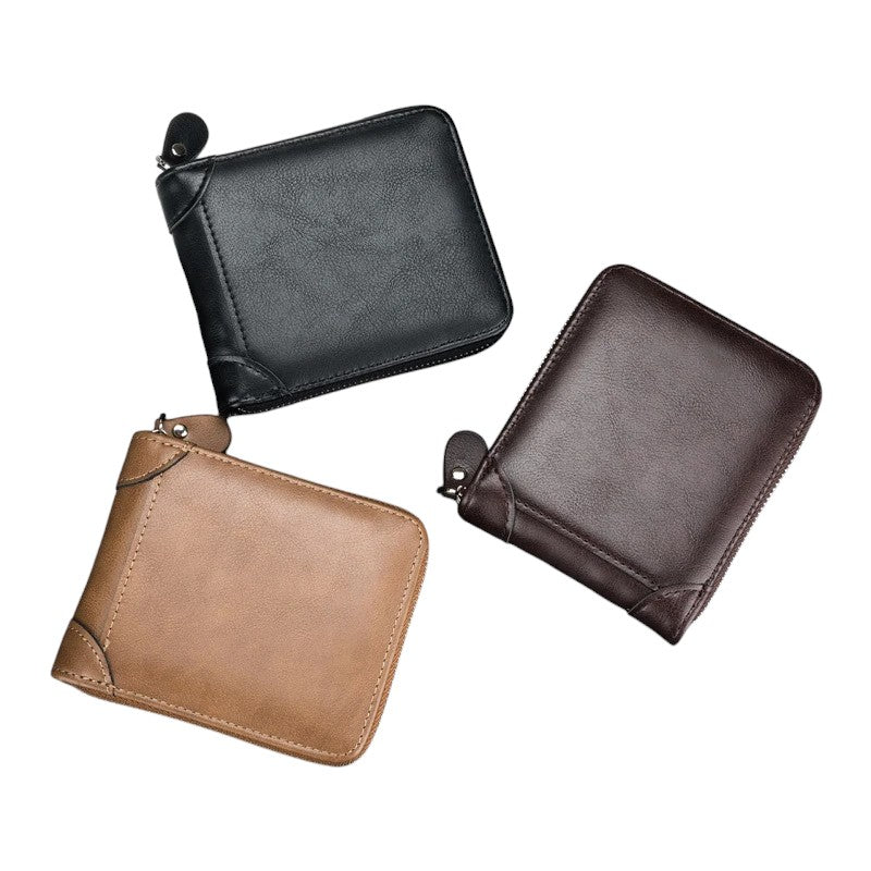 Cartera pequeña Timmy de piel con cremallera para hombre y bolsillo para monedas