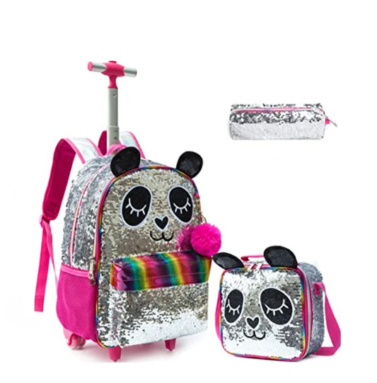 3-Piece Rolling Backpack Set for Girls
