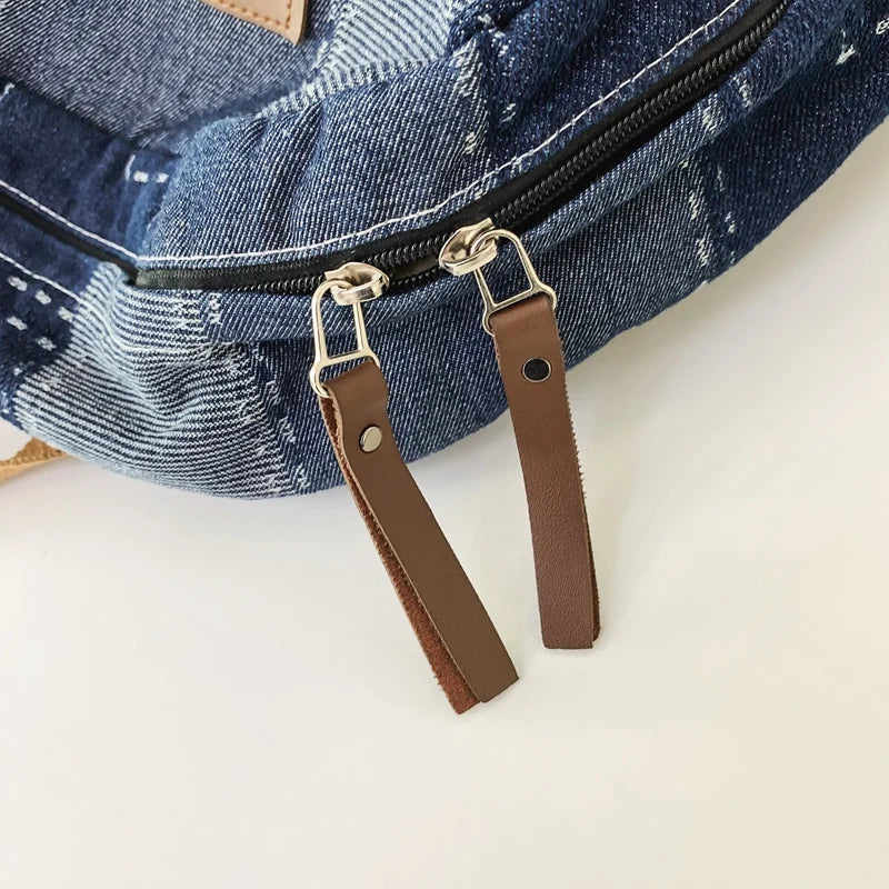 Denim Patch College Laptop Backpack