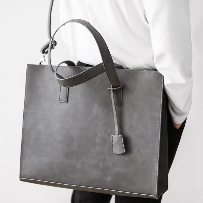 Timeless Elegance: Men's Vintage Soft PU Leather Tote Bag