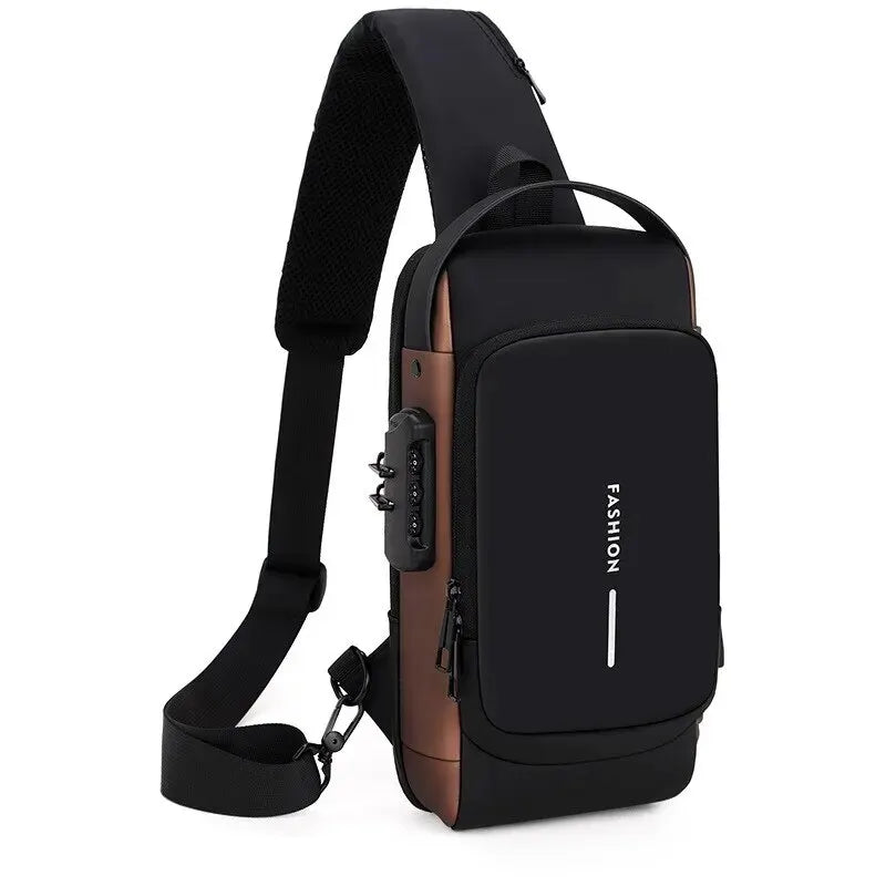 Men's Anti-Theft USB Sling Crossbody Bag