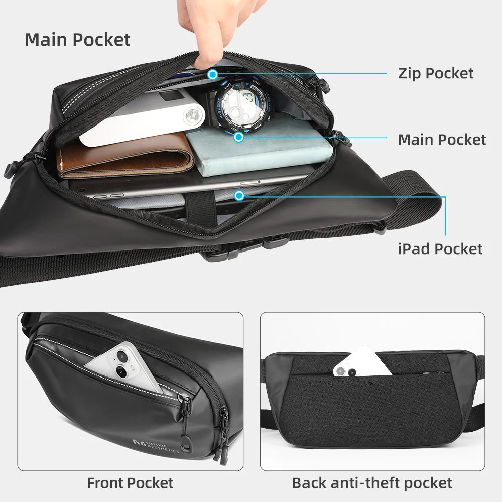 Bolsa cruzada de pecho Heroic Knight, Bolsa Bandolera de viaje impermeable para hombre, riñonera deportiva de lujo para Mini IPad