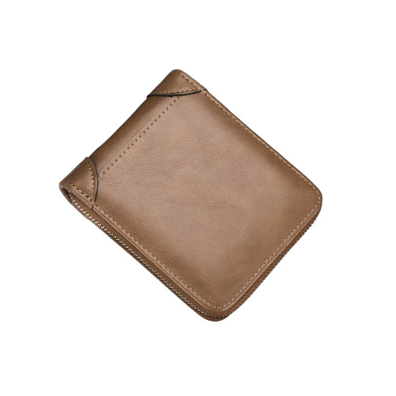 Timmy Small Leather Zipper Wallet for Men with Coin Pocket