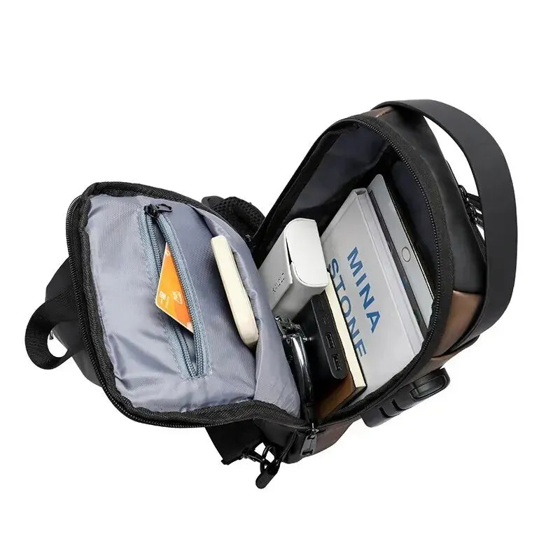 Men's Anti-Theft USB Sling Crossbody Bag