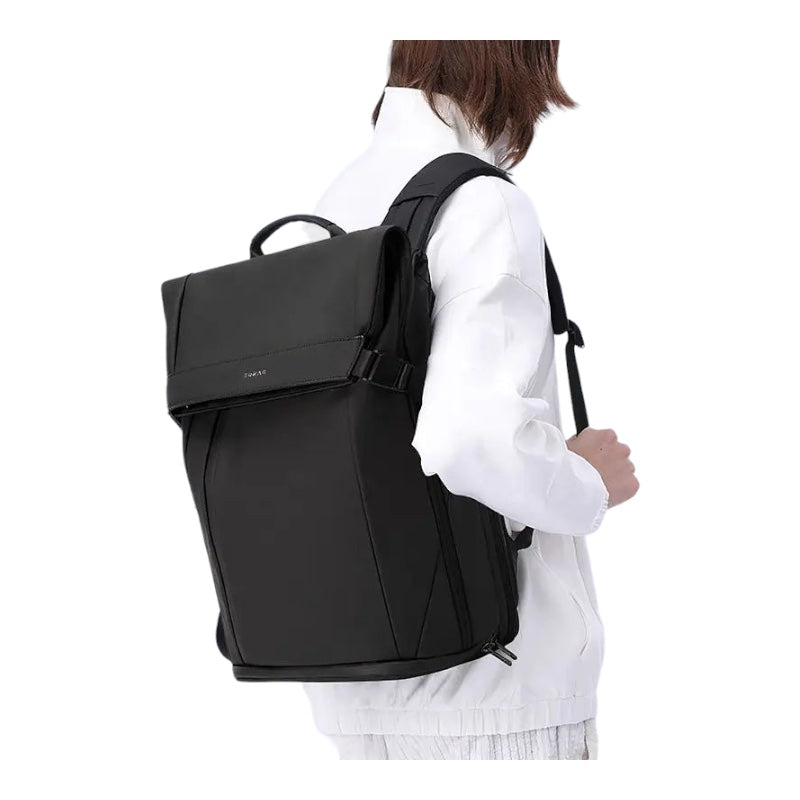 Black Multi-Compartment Laptop Backpack for Men