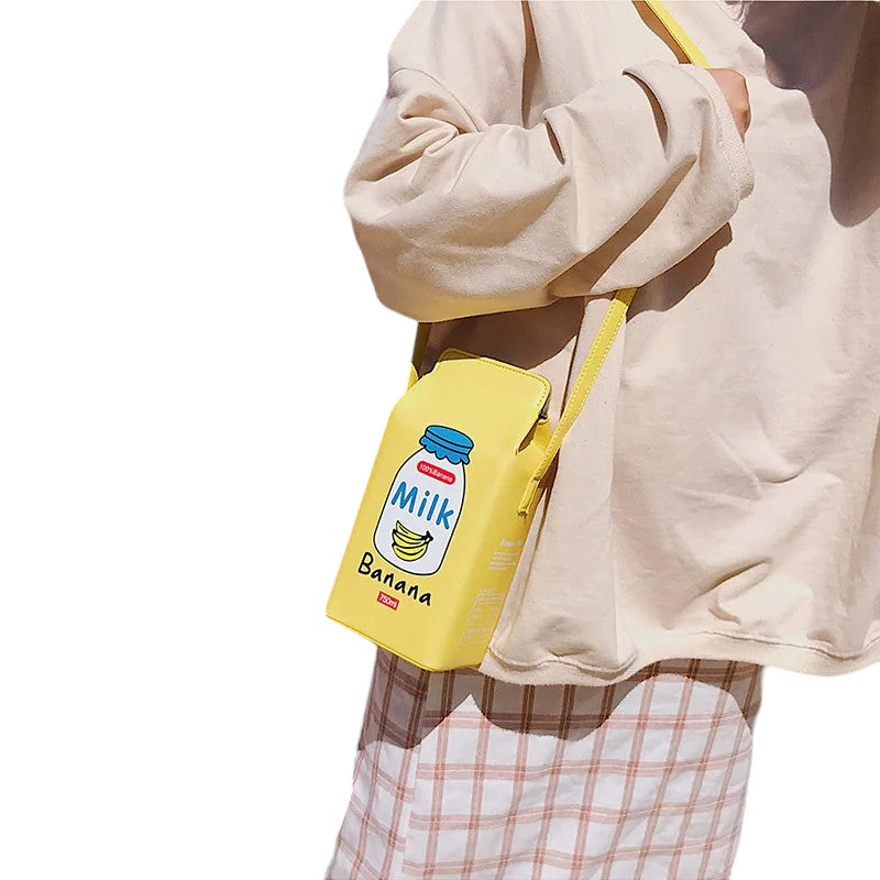 ¡Lindo bolso de hombro para mujer con caja de leche! 🥛👜 