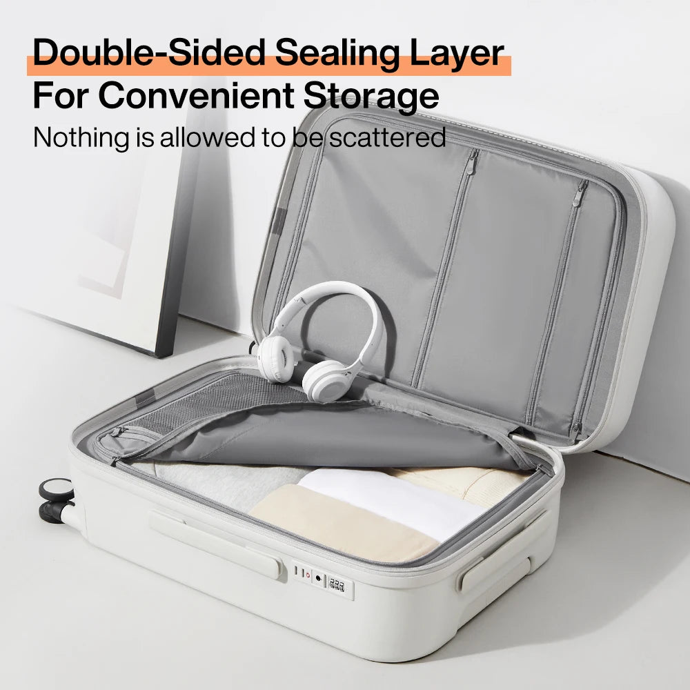 मिक्सी कैरी ऑन लगेज कप फोन होल्डर हार्ड शेल रोलिंग ट्रैवल सूटकेस के साथ
