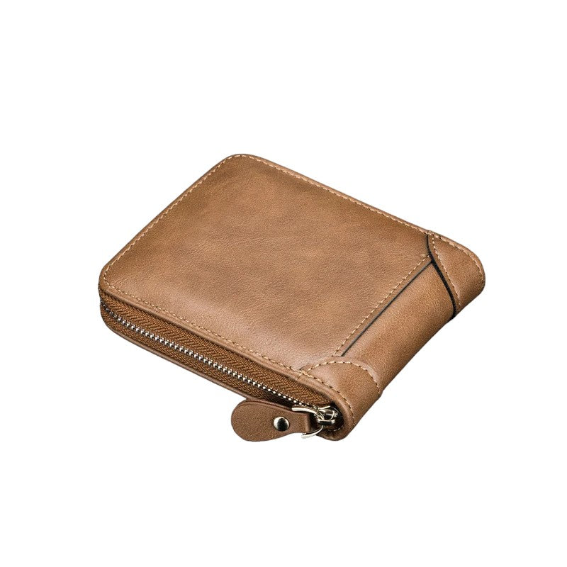 Timmy Small Leather Zipper Wallet for Men with Coin Pocket