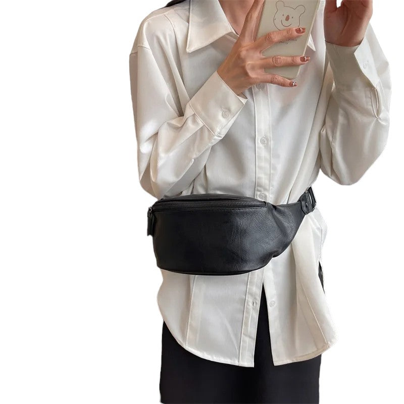 लक्जरी ब्रांड पुरुष और महिला बेल्ट बैग - ठोस रंग चमड़े फैनी पैक पर्स