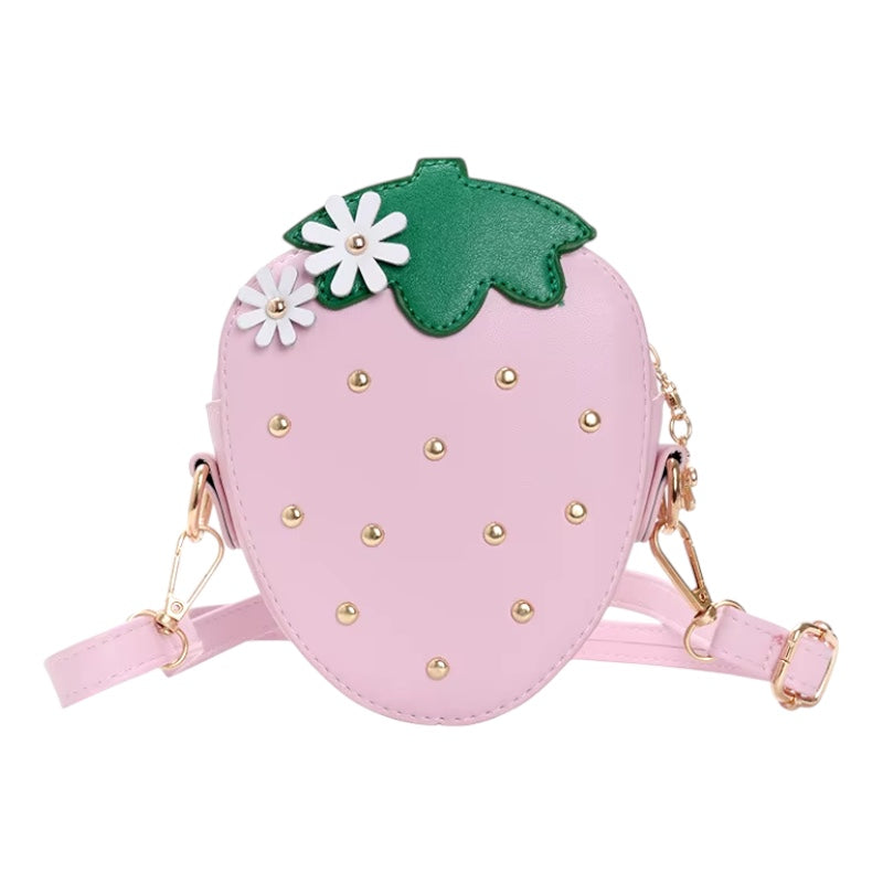 Sweet Strawberry Bucket Crossbody Bag for Little Girls