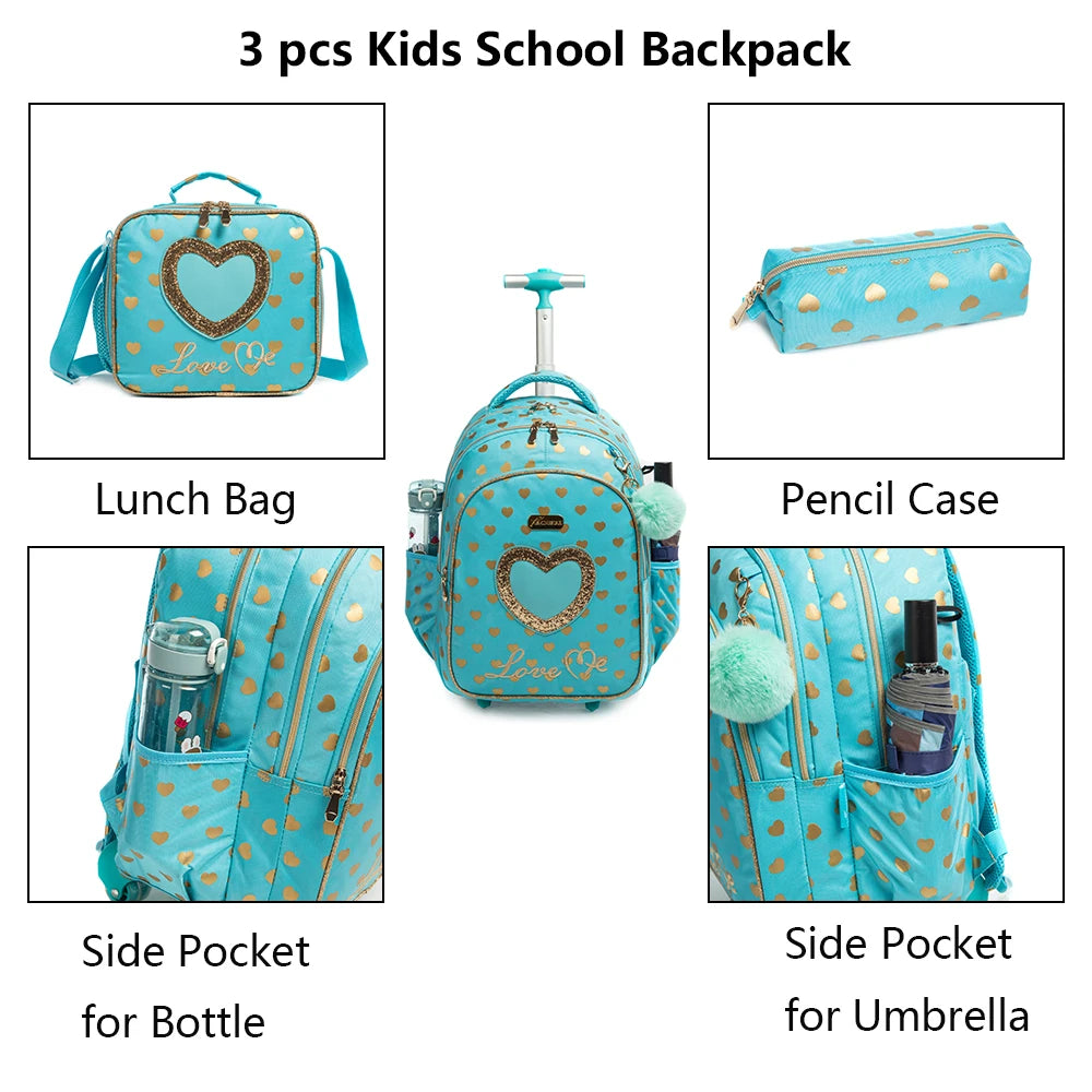 बच्चों का स्कूल रोलिंग बैकपैक बैग