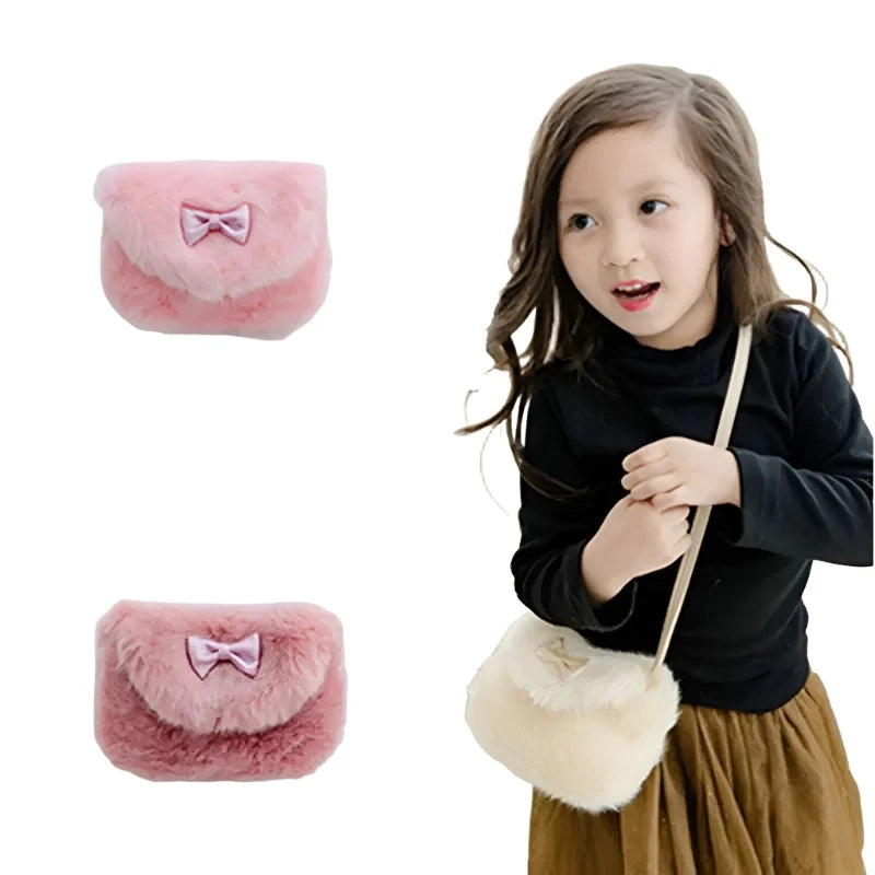 Acogedor y lindo: bolso tipo cubo peludo para niñas pequeñas