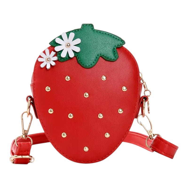 Sweet Strawberry Bucket Crossbody Bag for Little Girls