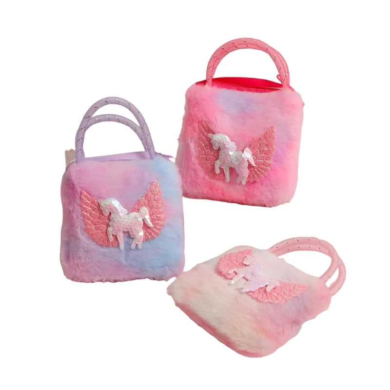 Unicorn Cartoon Plush Shoulder Bag
