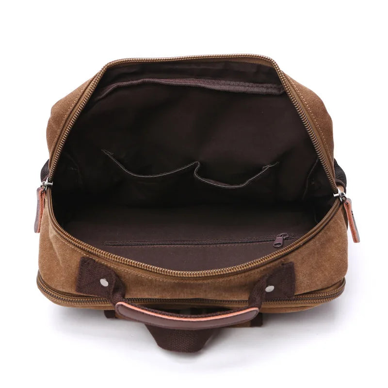 Mochila de lona Vintage para hombre, bolso de hombro de viaje de gran capacidad, bolso de estudiantes de moda de alta calidad, mochila para ordenador portátil para hombre