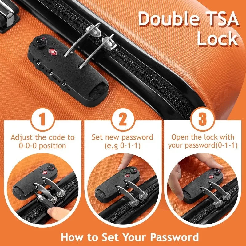 Travel-Ready 3-Piece Luggage Set w/ TSA Lock (20"/24"/28")