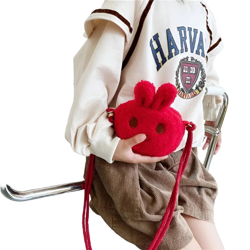 Adorable bolso cruzado de felpa Kawaii para niñas pequeñas (de 5 a 7 años)