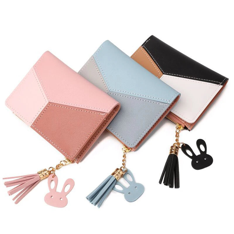 Cartera de mujer Cartera de cuero PU para mujer hecha de cuero monederos para mujer tarjetero plegable portátil monederos para mujer