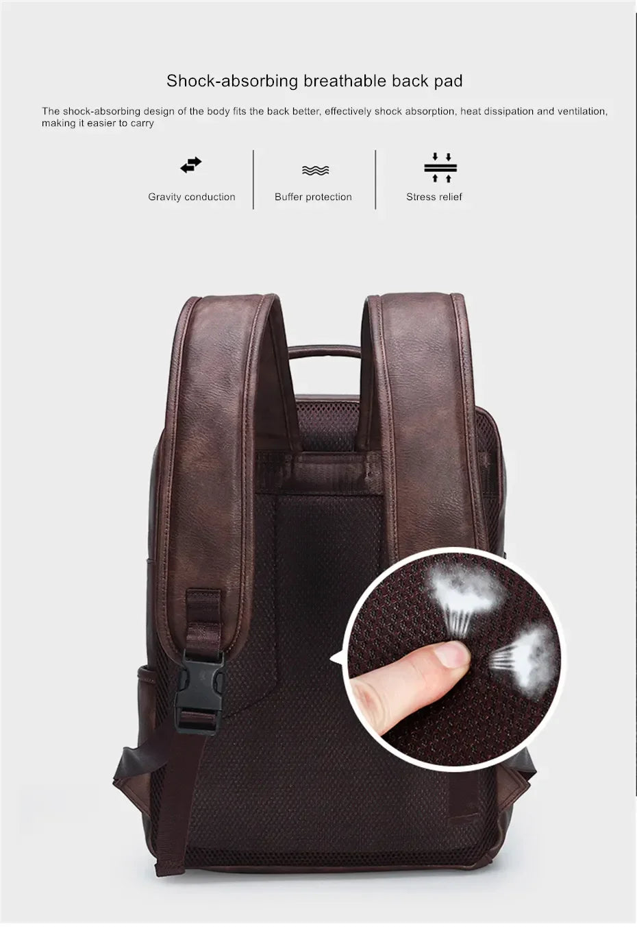 Stylish PU Leather Men's Laptop Backpack